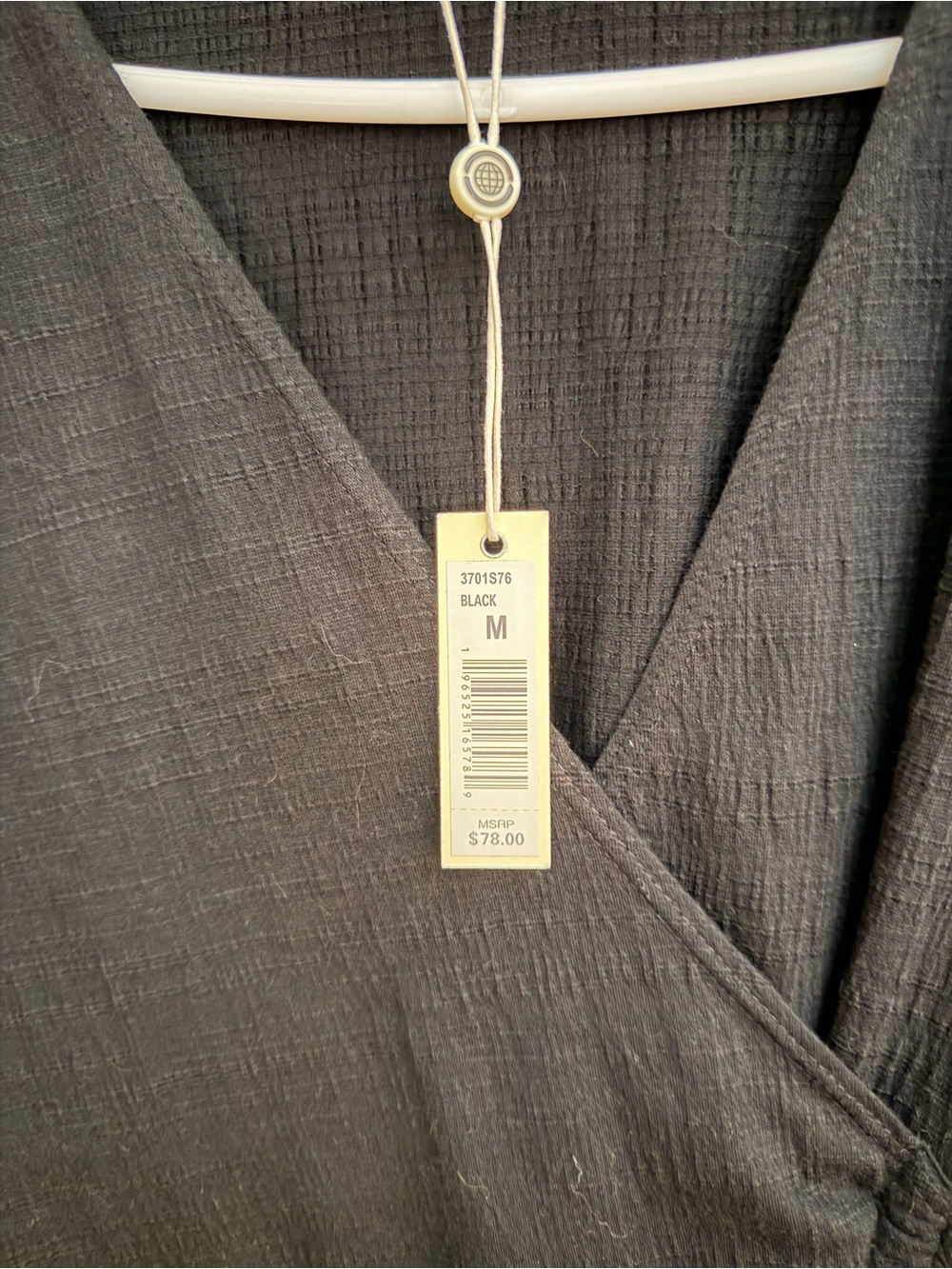 Max Studio Black Ruched V-Neck Drawstring Top - Picture 2 of 7